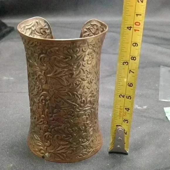 Copper Flower Design Long Cuff Bracelet - Picture 3 of 4